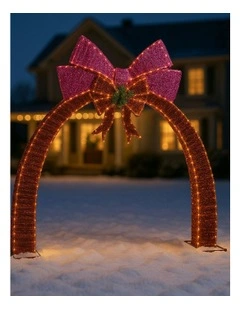 LED Tinsel Twin-Bow Arched Door in Multi