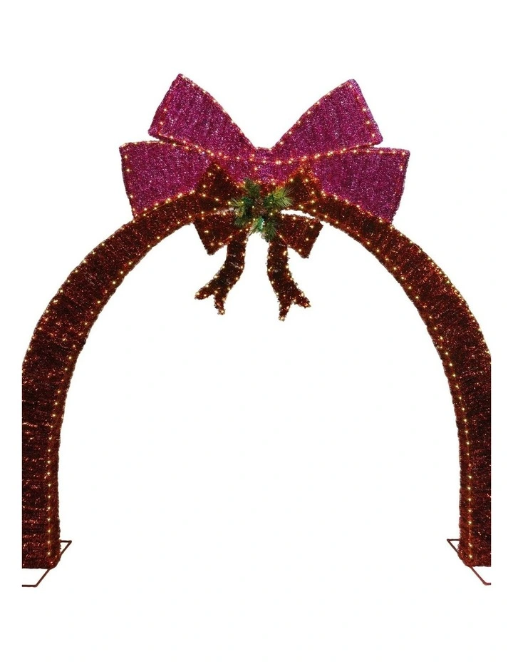 LED Tinsel Twin-Bow Arched Door in Multi image 2