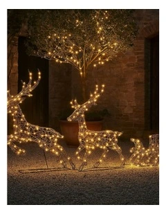 LED Reindeer Sleigh Duo in Yellow