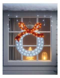 LED Tinsel Balloon With Red Bow 50cm in Multi