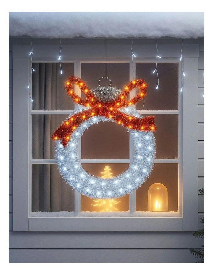 LED Tinsel Balloon With Red Bow 50cm in Multi image 1
