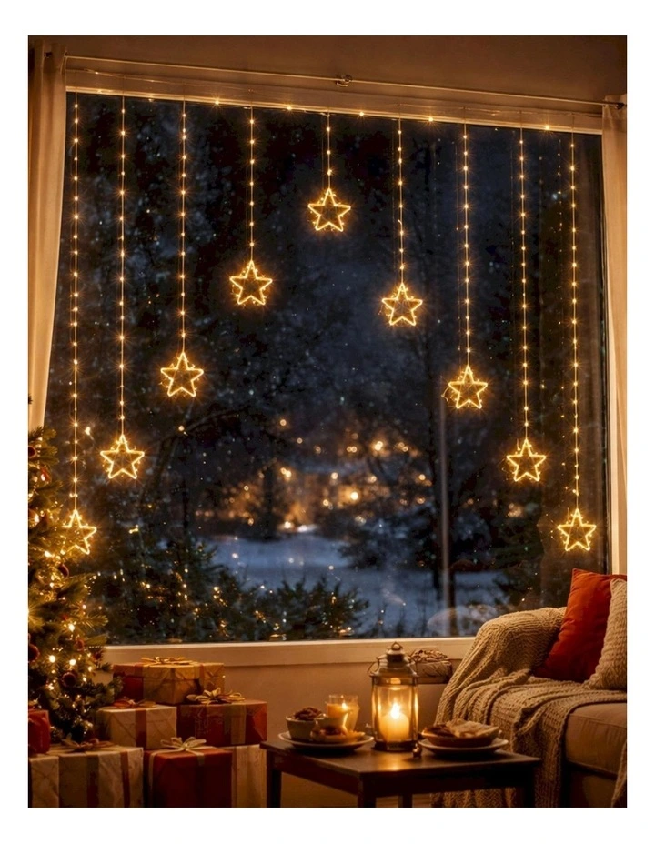 Curtain with stars 160cm in Warm White image 3