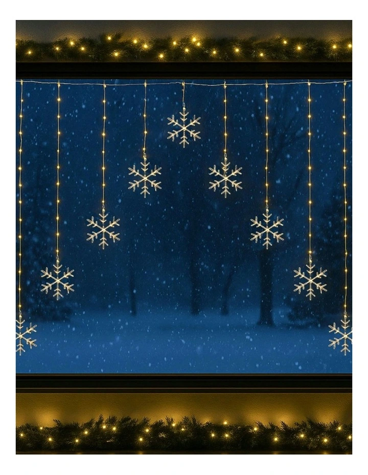 V-Shape Curtain With Snowflake in Warm White image 1