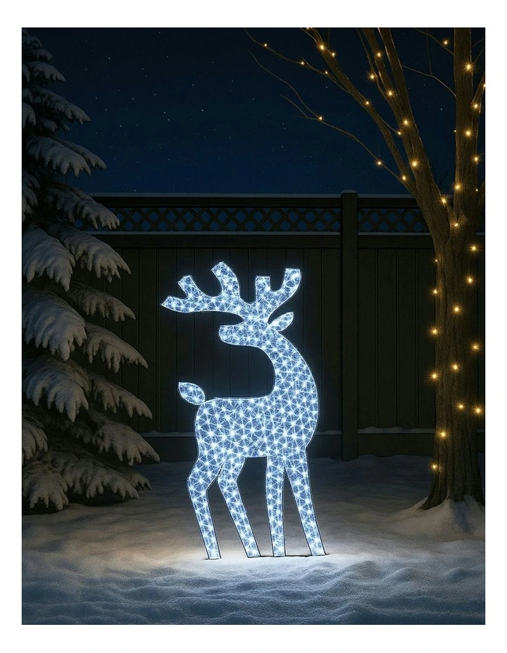 LED Mesh Reindeer With Twinkle 2D 1.8M in White image 1