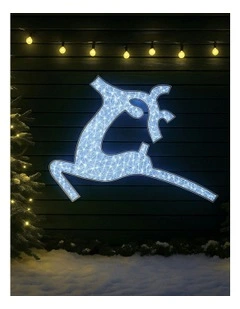 LED Mesh Flying Reindeer With Twinkle 1.2M 2D in White