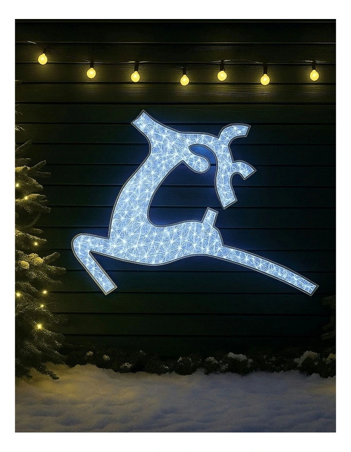 LED Mesh Flying Reindeer With Twinkle 1.2M 2D in White image 1