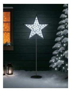 LED Standing Mesh Star With Twinkle 2D in White