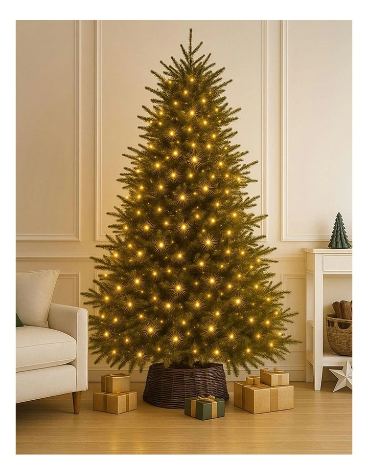 LED Connectable Fairy Light 520 Chain Dark Green Cable in Amber image 1