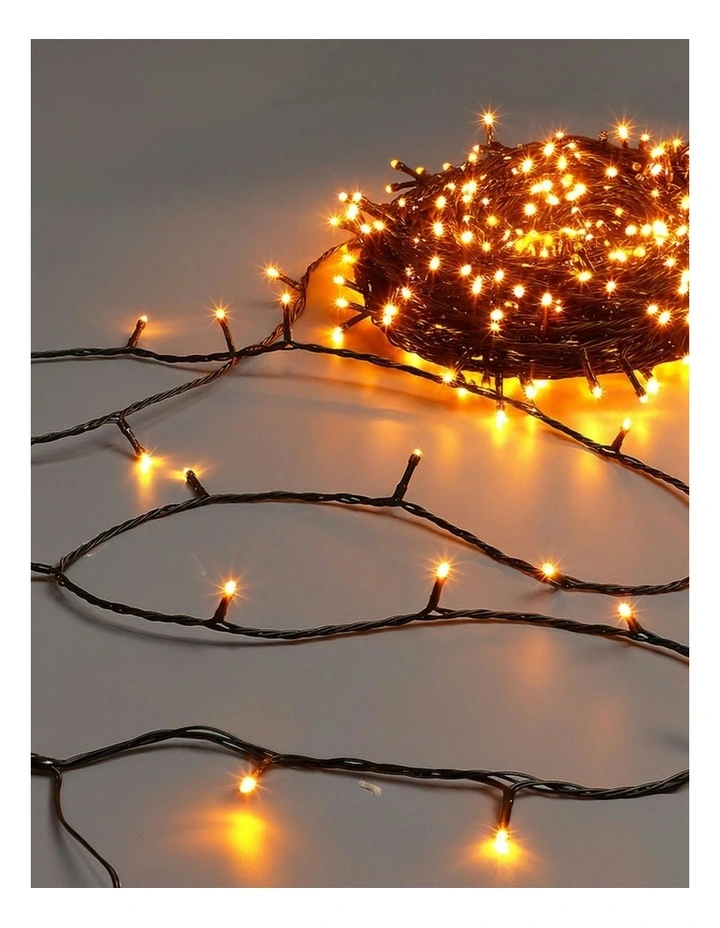 LED Connectable Fairy Light 520 Chain Dark Green Cable in Amber image 3