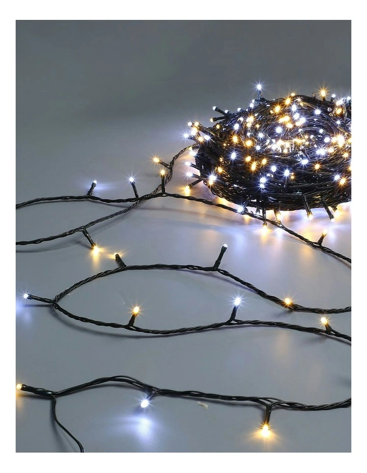 LED Connectable Fairy 520 Light Chain Dark Green Cable in Warm White/White image 3