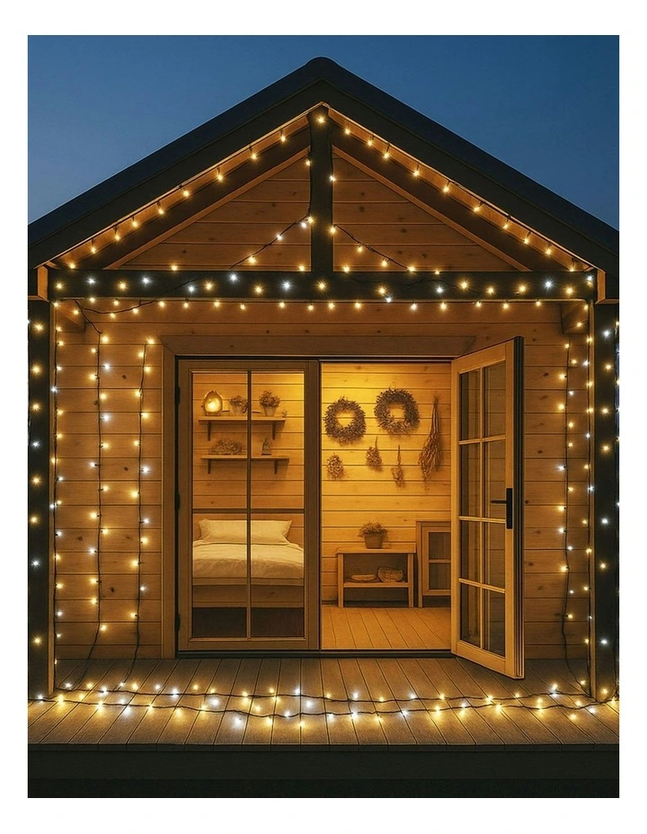 LED Connectable Fairy 520 Light Chain Dark Green Cable in Warm White/White image 4