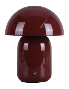 USB Rechargeable Mushroom LED Table Lamp in Red