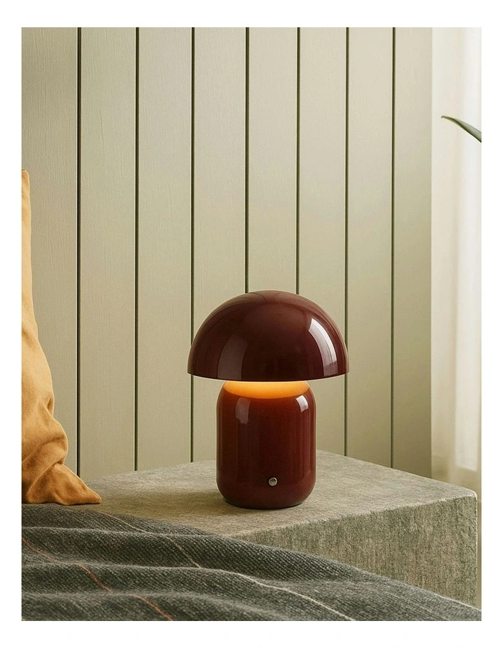 USB Rechargeable Mushroom LED Table Lamp in Red image 5