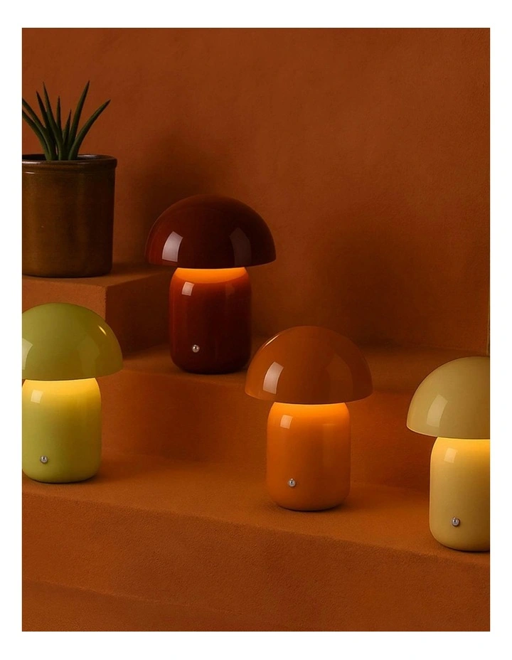 USB Rechargeable Mushroom LED Table Lamp in Red image 6