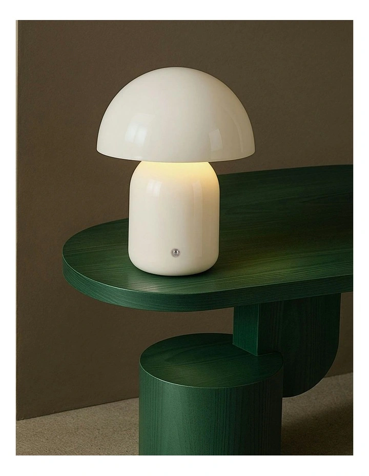 USB Rechargeable Mushroom LED Table Lamp in White image 6