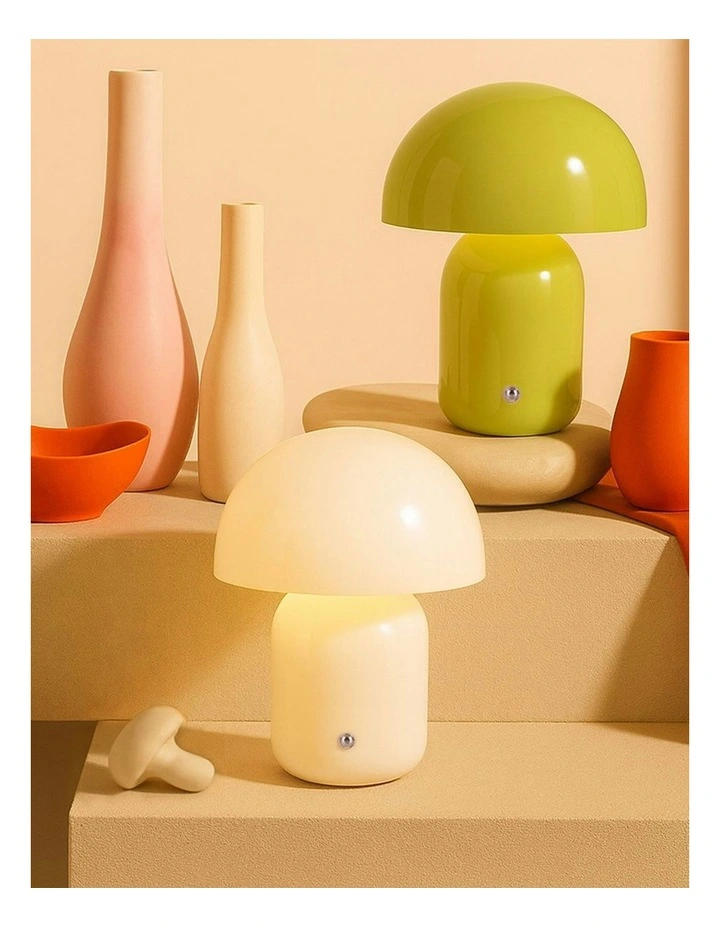 USB Rechargeable Mushroom LED Table Lamp in White image 7