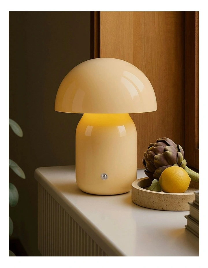 USB Rechargeable Mushroom LED Table Lamp in Taupe image 5