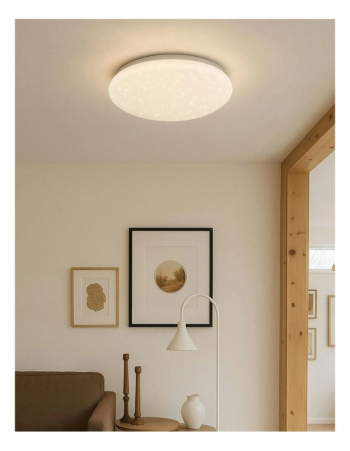 Starry Glow Tri Colour Dimmable Medium LED Ceiling Light in White image 4