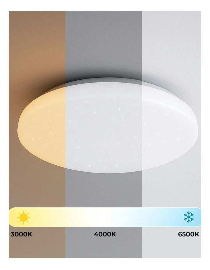 Starry Glow Tri Colour Dimmable Large LED Ceiling Light in White image 5