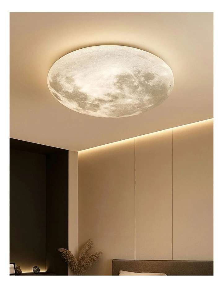 Luna Moon Tri Colour Dimmable Large LED Ceiling Light in Grey image 4
