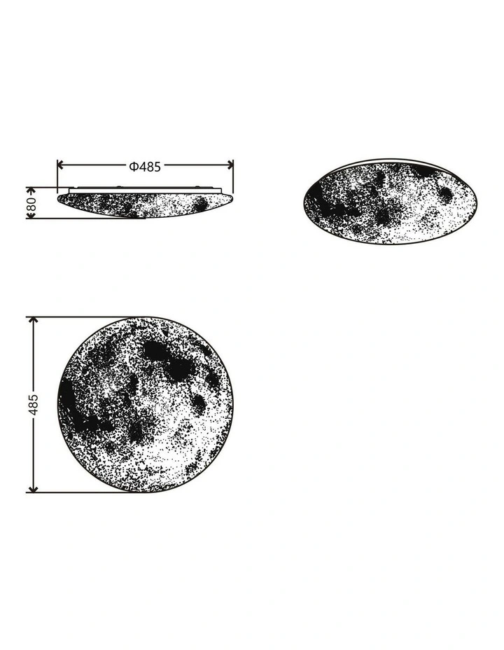 Luna Moon Tri Colour Dimmable Large LED Ceiling Light in Grey image 6