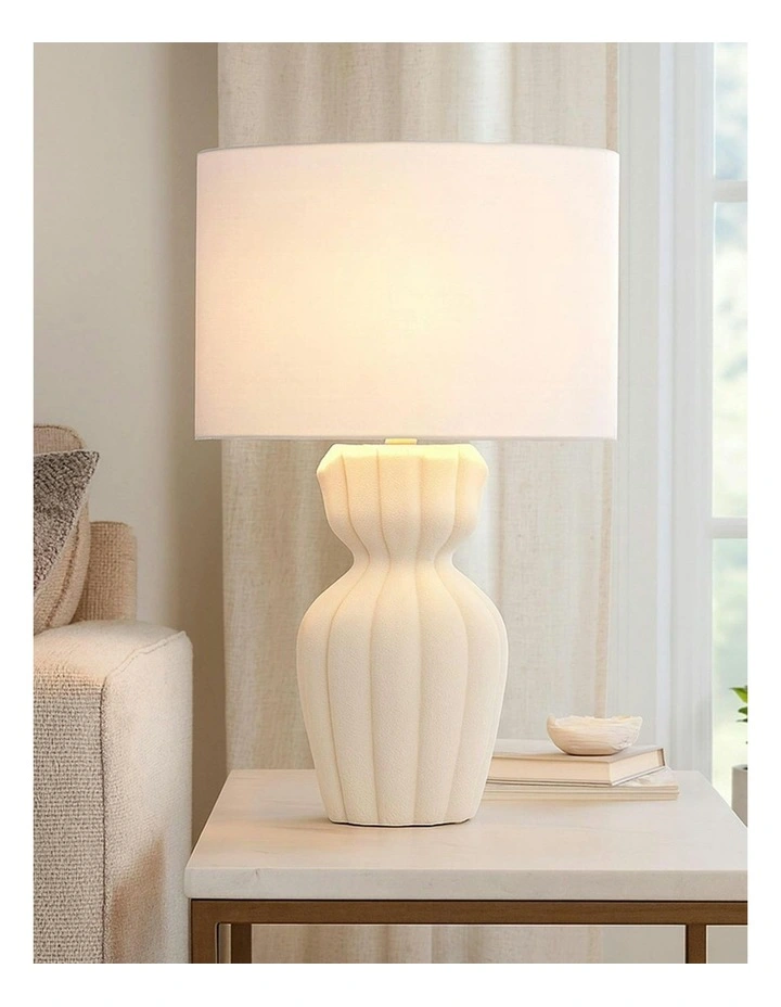 Elina Ceramic Table Lamp in White image 7