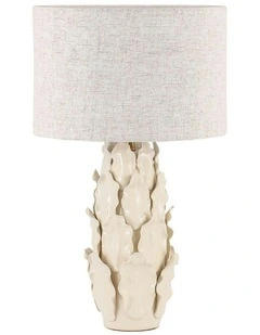 Layered Leaf Ceramic Table Lamp in Beige