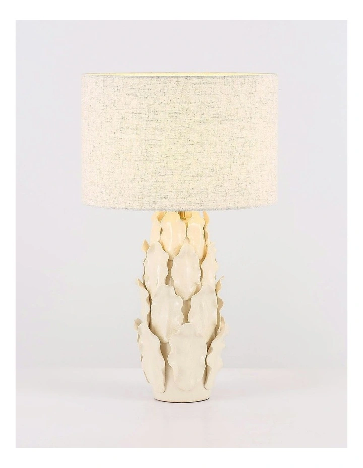 Layered Leaf Ceramic Table Lamp in Beige image 4