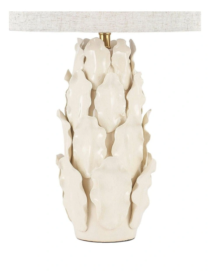 Layered Leaf Ceramic Table Lamp in Beige image 6