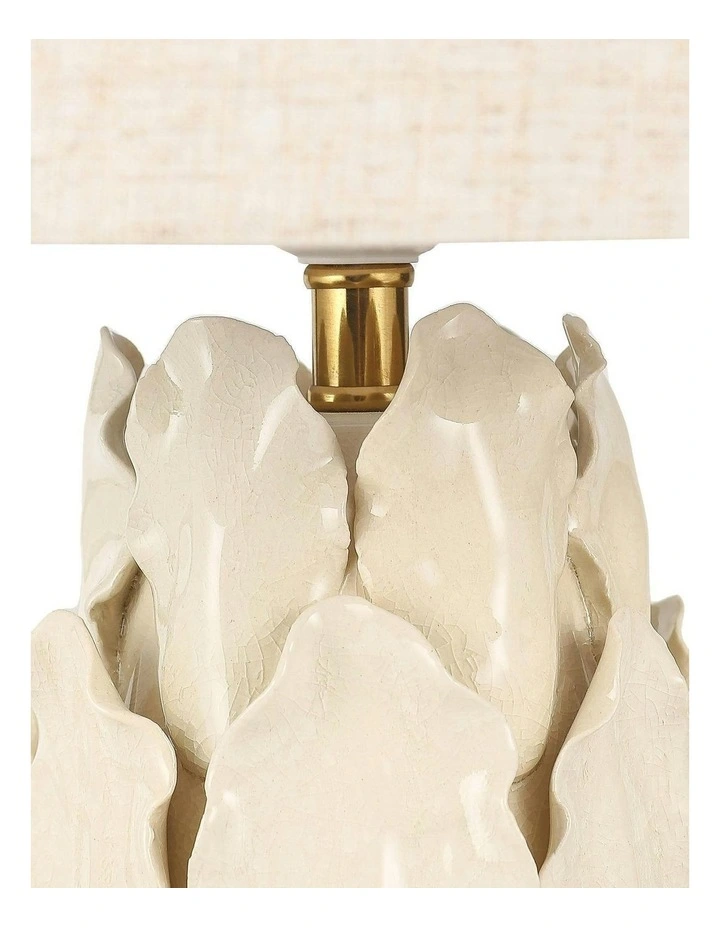 Layered Leaf Ceramic Table Lamp in Beige image 7