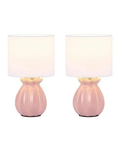 Blossom Ceramic Table Lamp Set of 2 in Blush Pink
