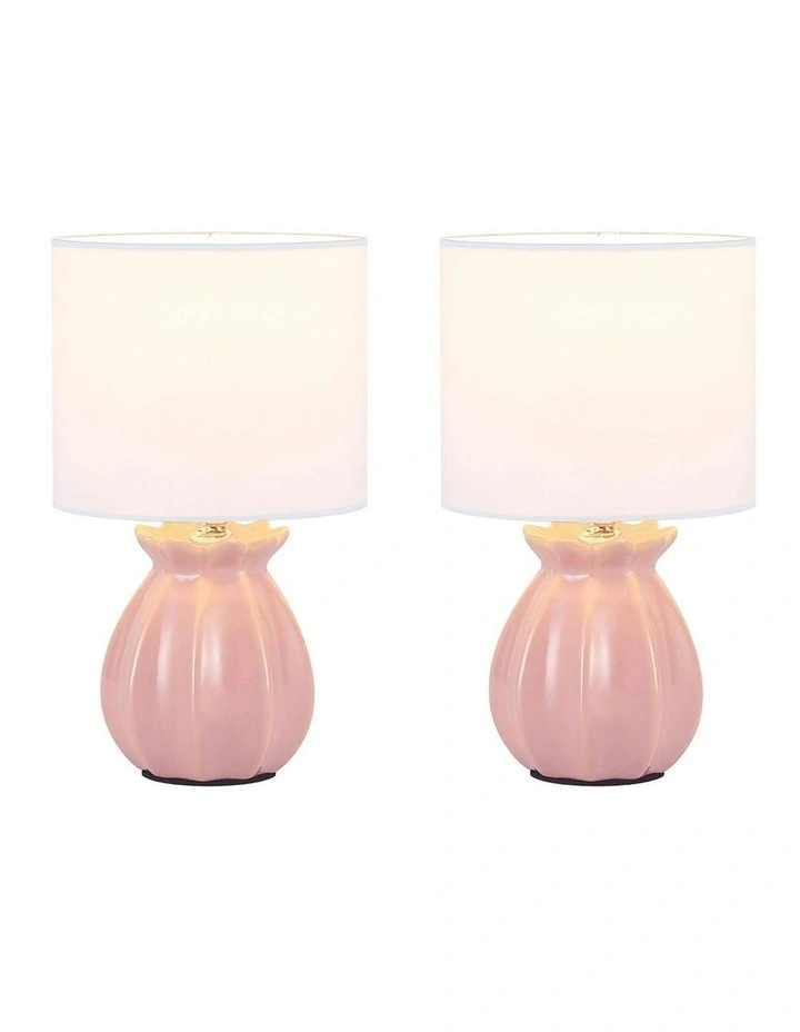 Blossom Ceramic Table Lamp Set of 2 in Blush Pink image 1