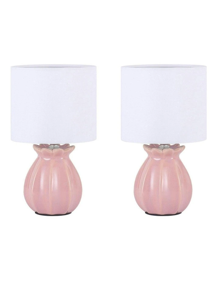 Blossom Ceramic Table Lamp Set of 2 in Blush Pink image 2