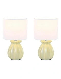 Blossom Ceramic Table Lamp Set of 2 in Mint Green