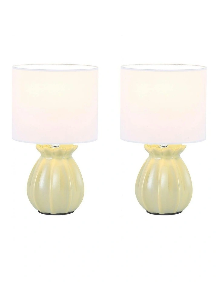 Blossom Ceramic Table Lamp Set of 2 in Mint Green image 1