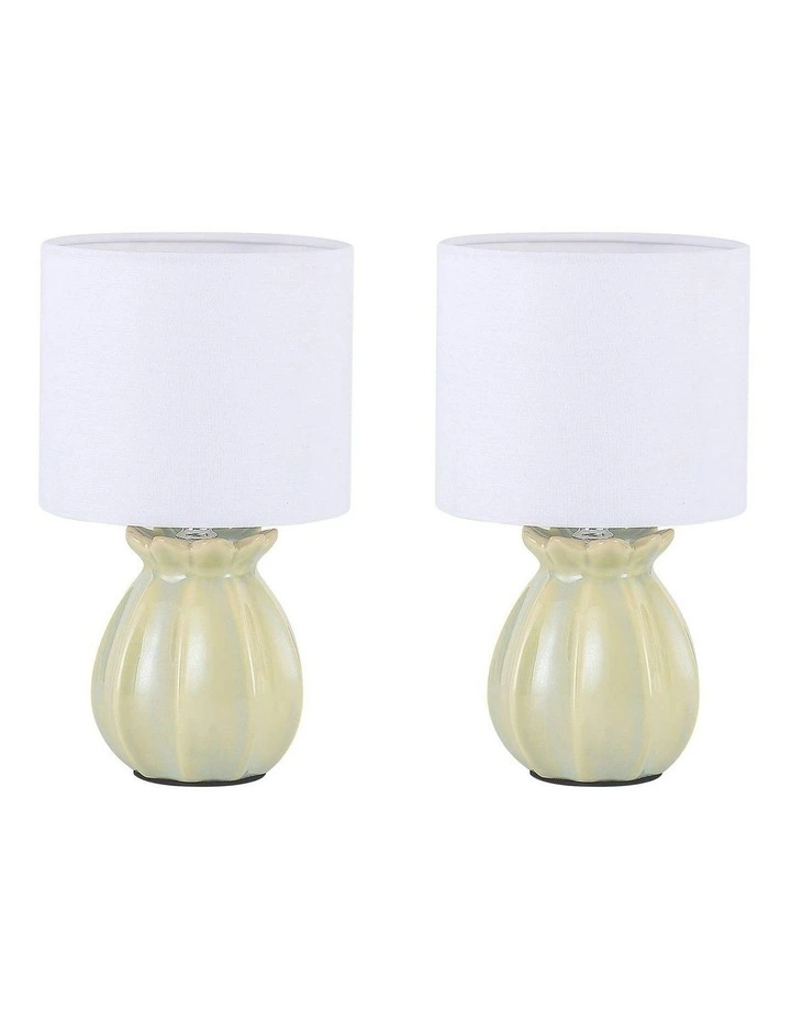 Blossom Ceramic Table Lamp Set of 2 in Mint Green image 2