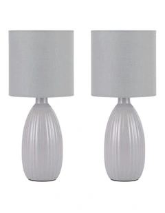 Nora Ceramic Table Lamp Set of 2 in Grey