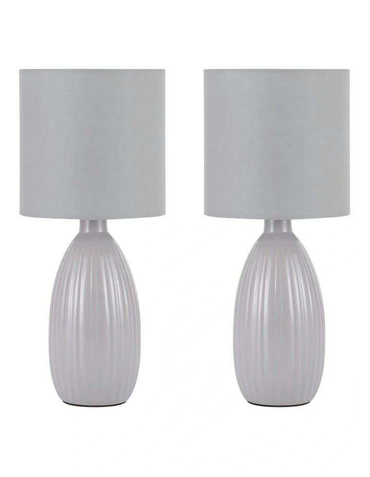 Nora Ceramic Table Lamp Set of 2 in Grey image 1