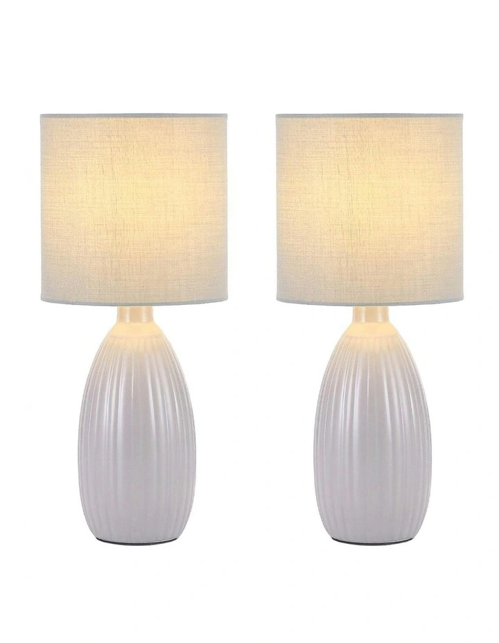 Nora Ceramic Table Lamp Set of 2 in Grey image 2