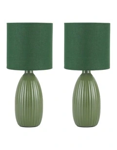 Nora Ceramic Table Lamp Set Of 2 in Green