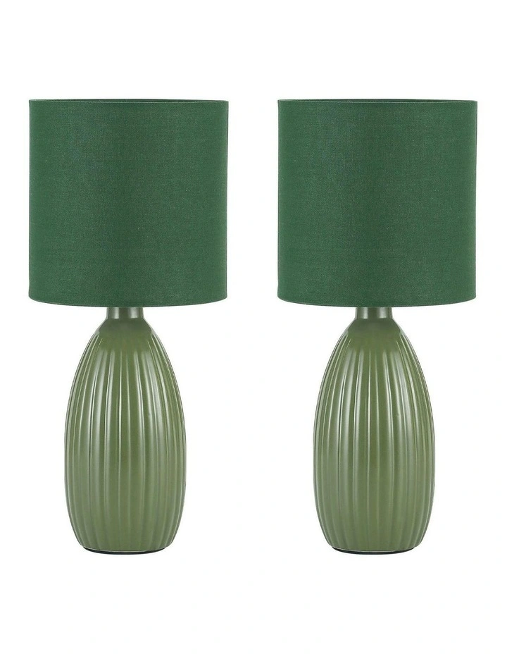 Nora Ceramic Table Lamp Set Of 2 in Green image 1