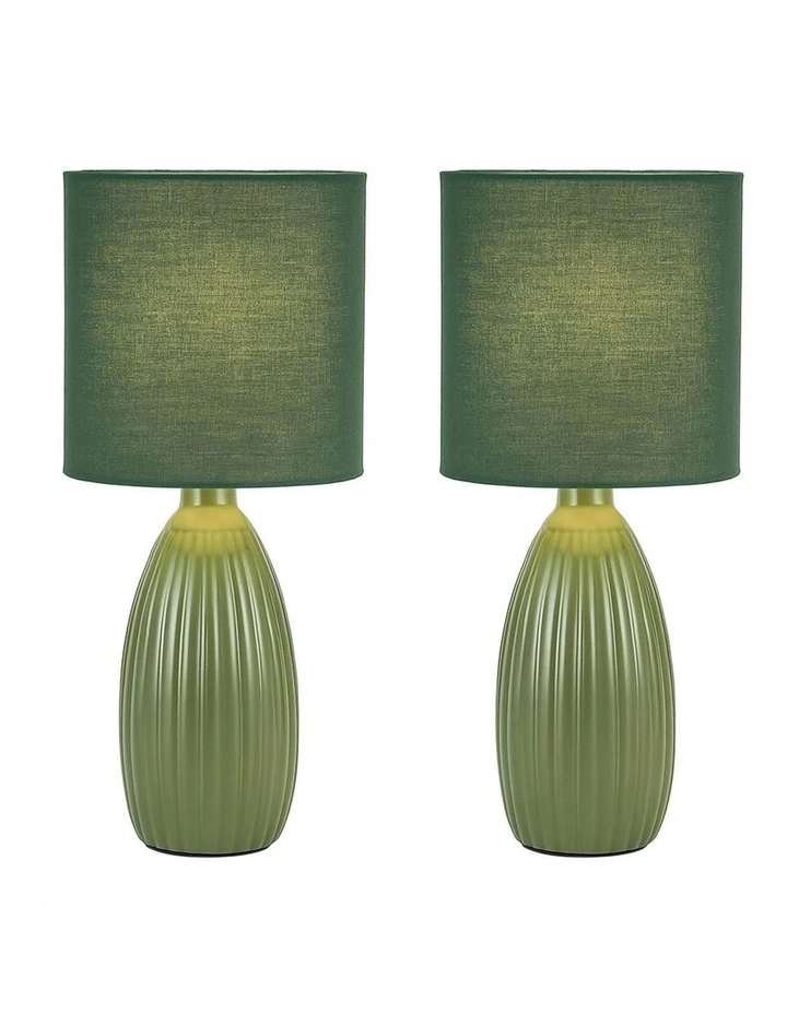 Nora Ceramic Table Lamp Set Of 2 in Green image 2