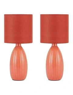 Nora Ceramic Table Lamp Set Of 2 in Coral