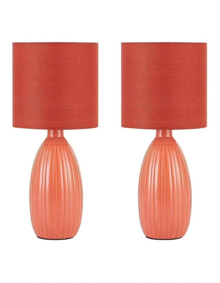 Nora Ceramic Table Lamp Set Of 2 in Coral image 1