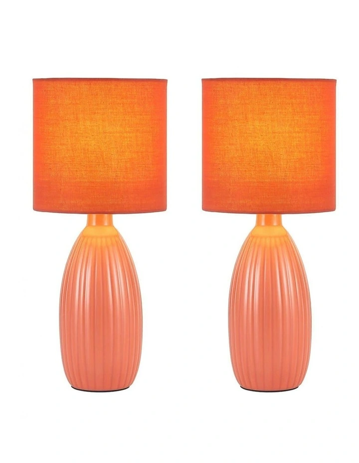 Nora Ceramic Table Lamp Set Of 2 in Coral image 2