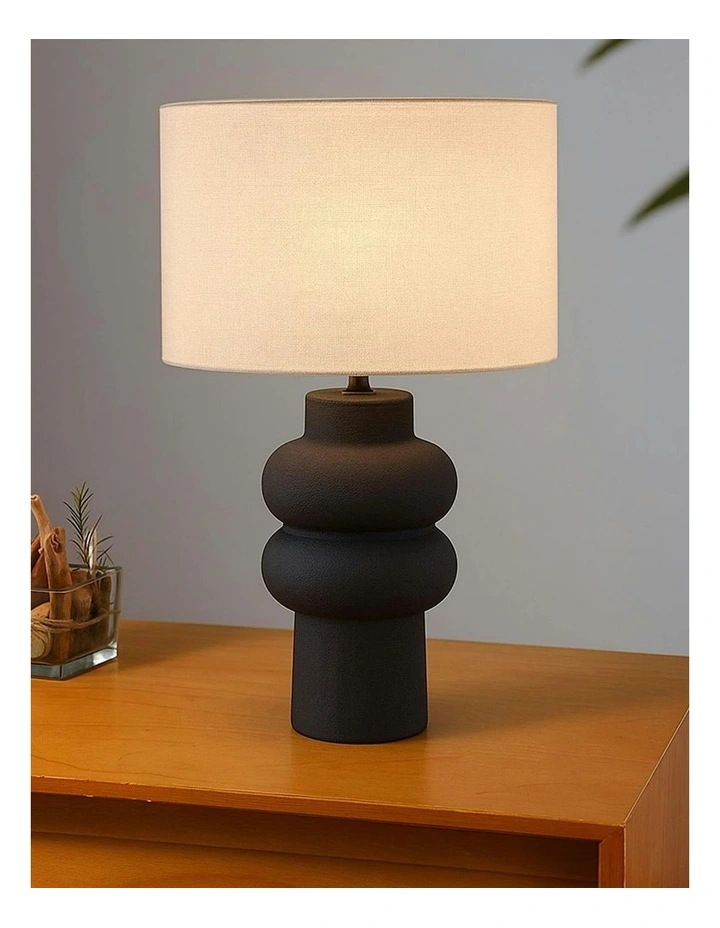 Isadora Ceramic Table Lamp in Matte Black image 7