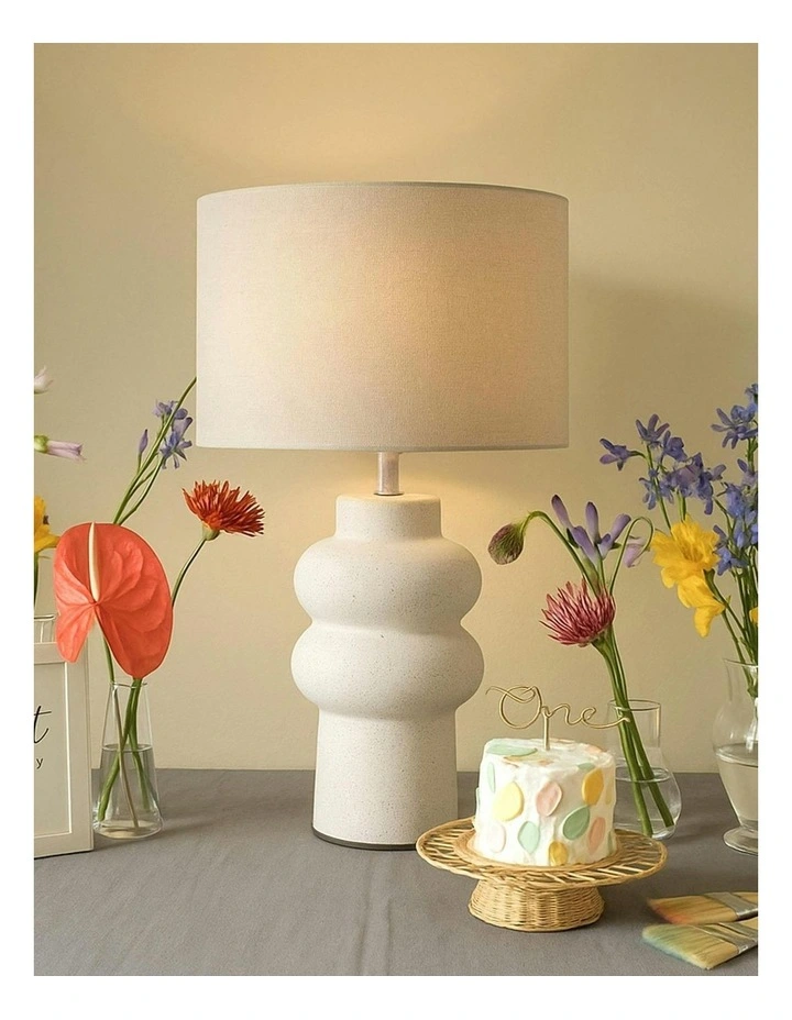 Isadora Ceramic Table Lamp in Matte White image 7