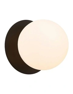 Odessa Opal Frosted Glass LED Wall Light with Black Base in Warm White/Small