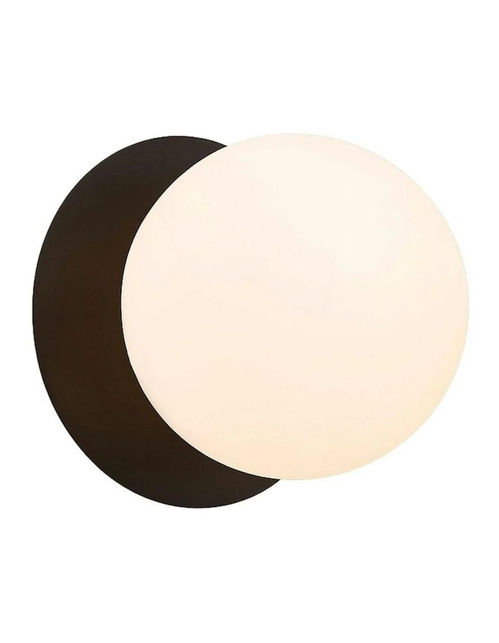 Odessa Opal Frosted Glass LED Wall Light with Black Base in Warm White/Small image 1