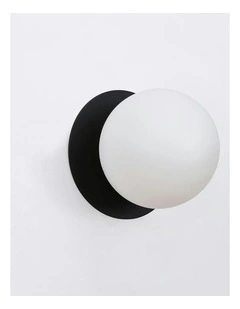 Odessa Opal Frosted Glass LED Wall Light with Black Base in Warm White/Small